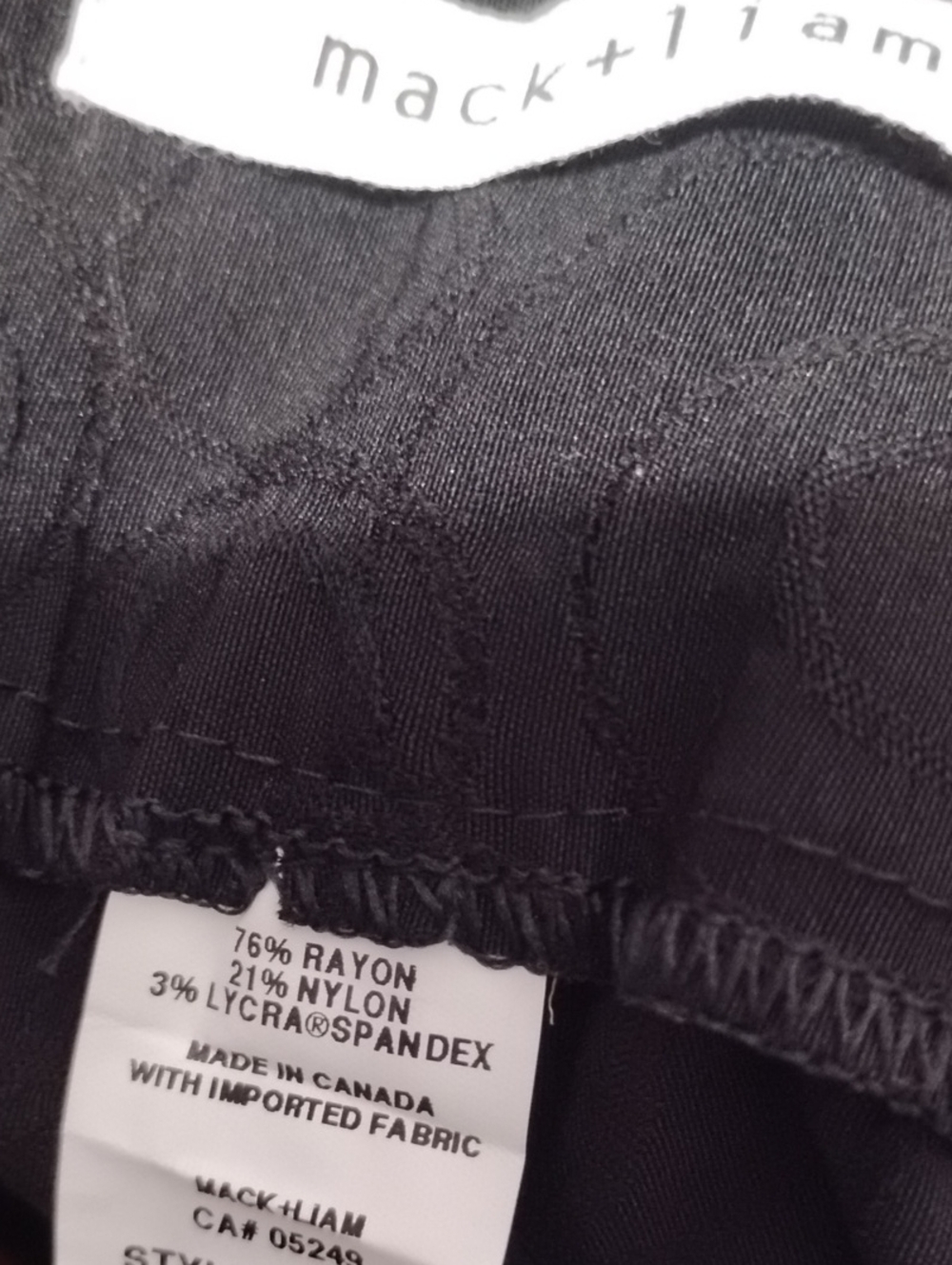 MACK & liAM Women's Slim Straight Pants Black Subtle Tone-On - Tone Jacquard - Picture 12 of 12